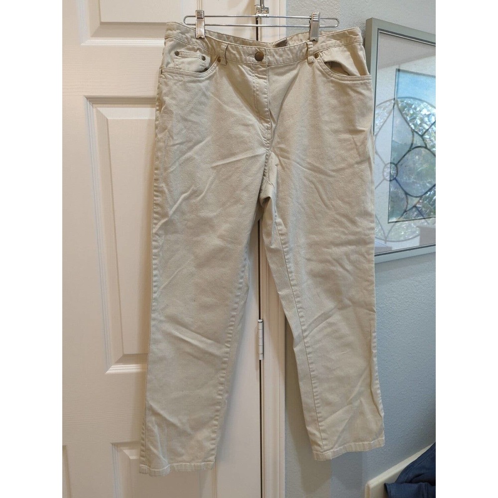 Ruby RD Jeans 12 Womens Beige Denim Stretch Waist Straight Legs Five Pockets